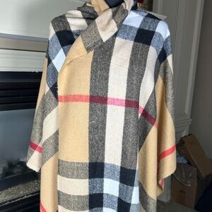 Plaid Cashmere Blend Scarf/Shawl
